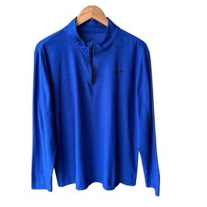 Nike Dri-FIT Sweater Top Royal Blue Quarter Zip Long Sleeve Athletic Size Large